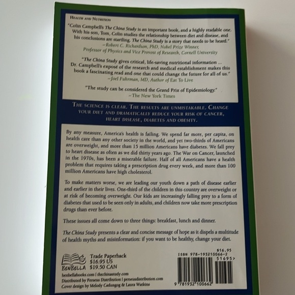 Book The China Study; Most Comprehensive Study of Nutrition by Colin T Campbell - Picture 2 of 11